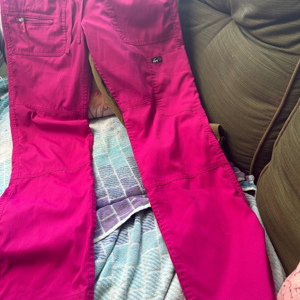 Koi Women's Pink Pants, nursing ex small regular bootcut, 6 pockets